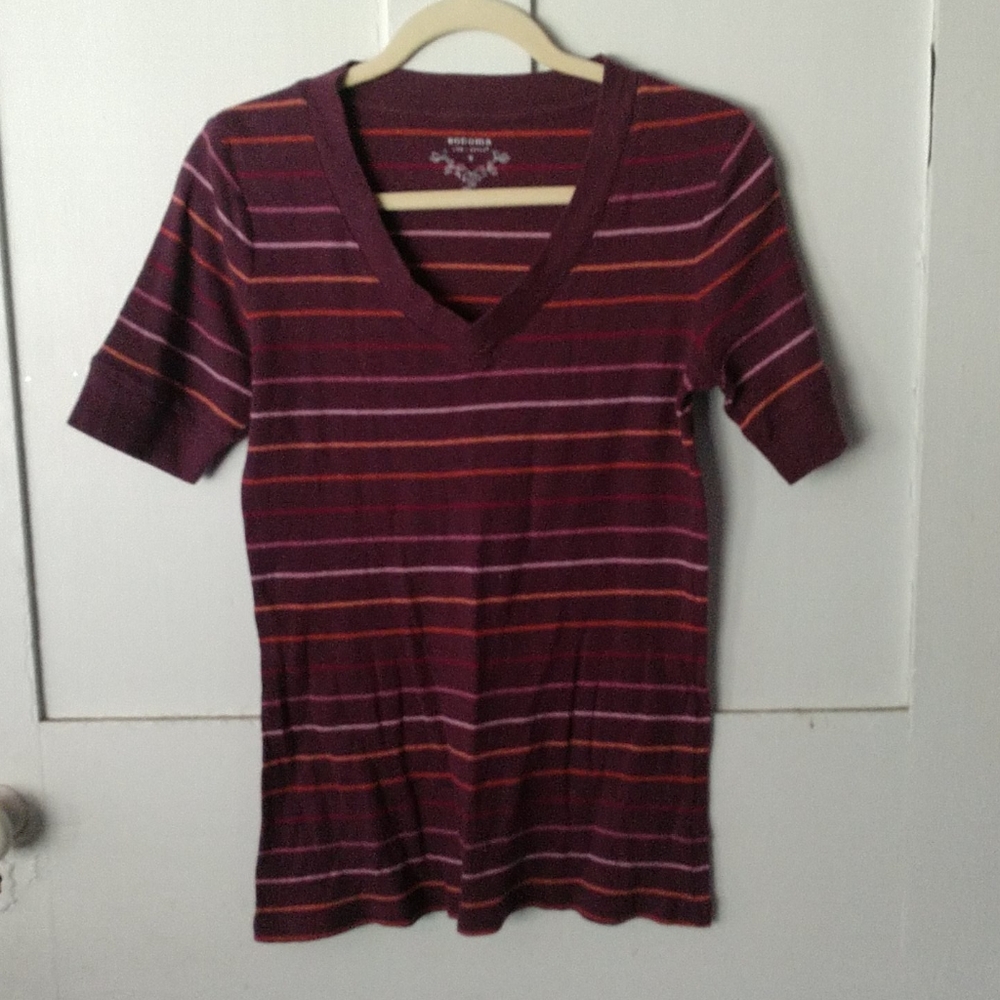 Sonoma Striped V Neck Top